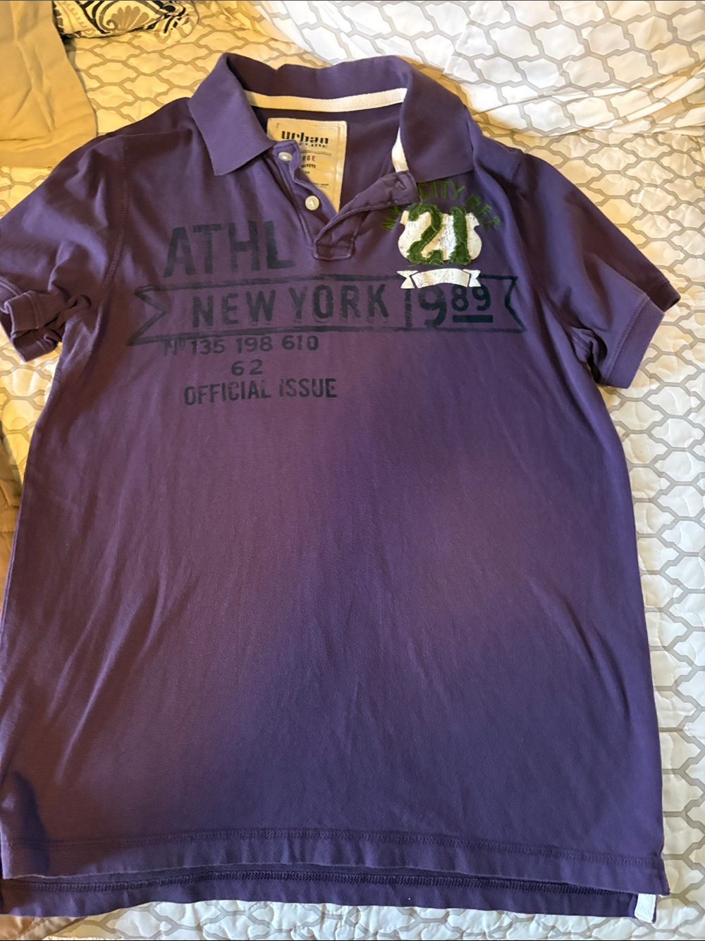 Urban Outfitters Purple Polo with New York Athletic Graphic